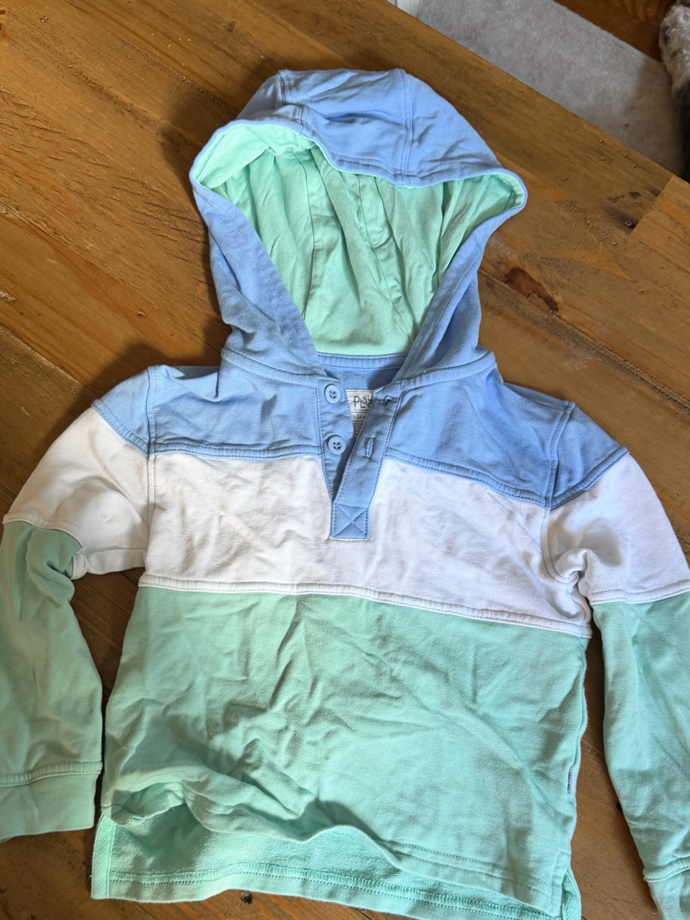Play by Little sleepies Hooded Long Sleeve Colorblock Top - Light Blue, White